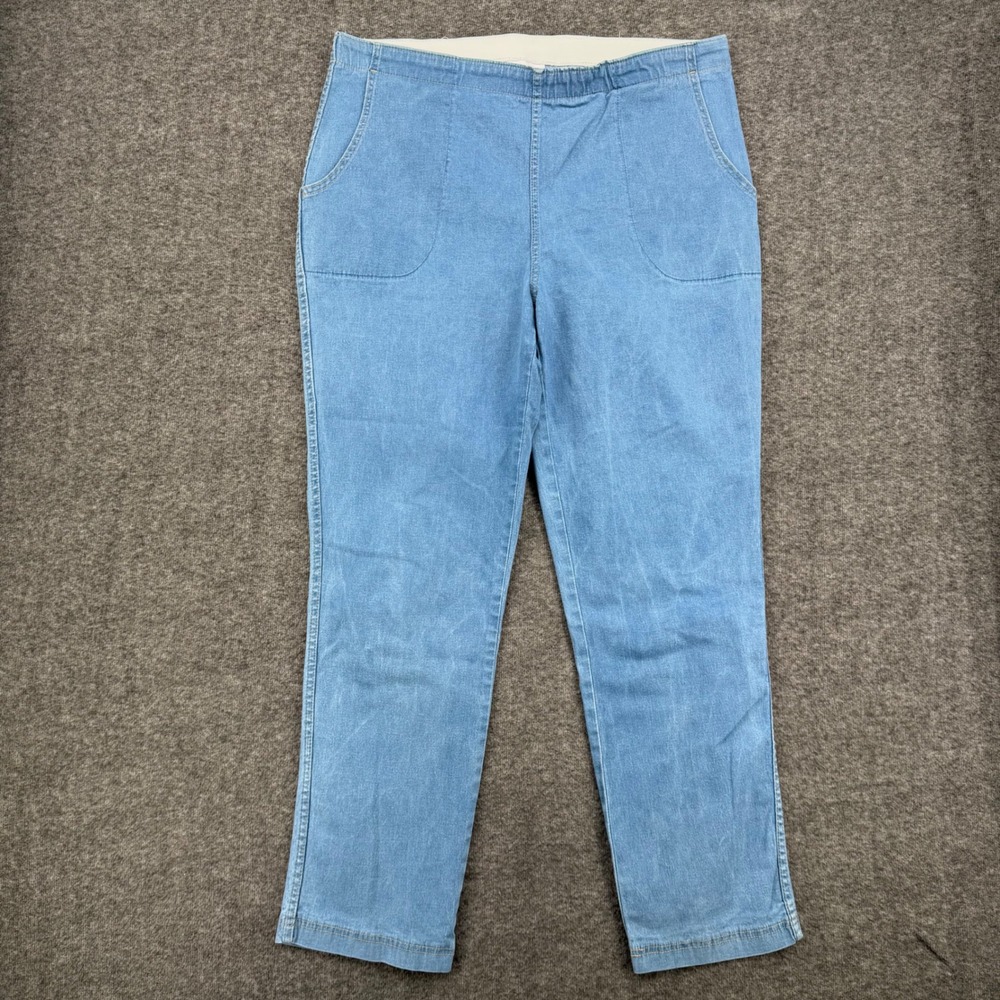 Denim & Co Light Wash Straight Leg Pull On Elastic Waist Jeans Women Size XL